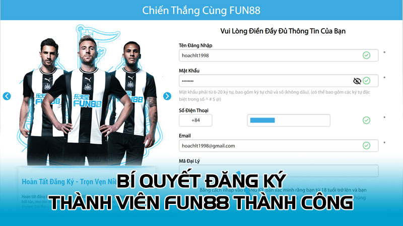 Bí quyết đăng ký thành viên Fun88 thành công